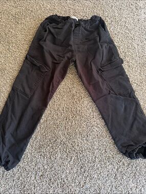 Men's Black Cargo Jogger Pants - Casual Utility Style